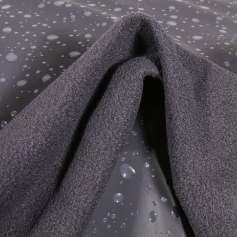 Tissu Softshell Perles d'eau sur fond Gris foncé