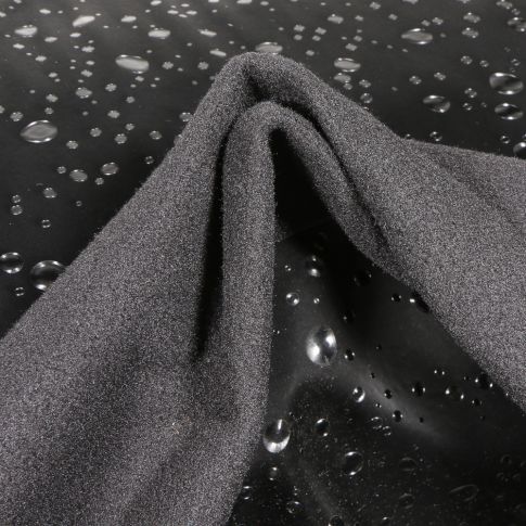 Tissu Softshell Perles d'eau sur fond Noir