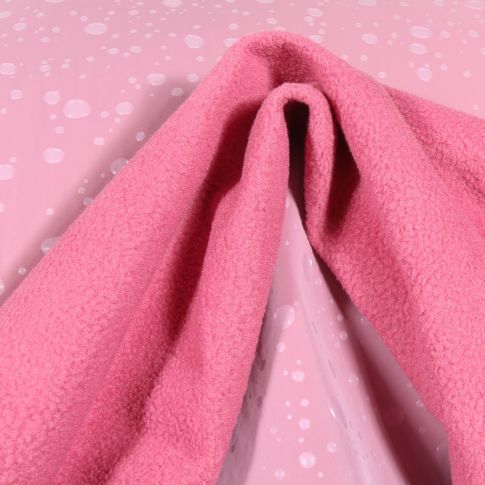 Tissu Softshell Perles d'eau sur fond Rose