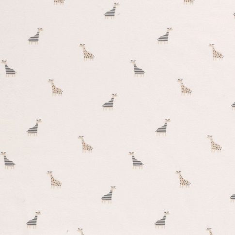 Tissu Jersey Coton Girafe Z sur fond Ecru
