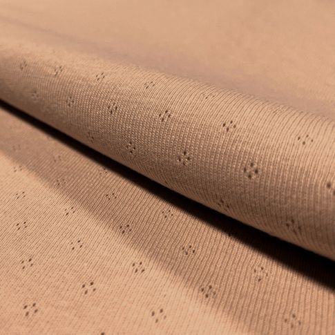 Tissu Jersey Coton ajouré Baby Muscade