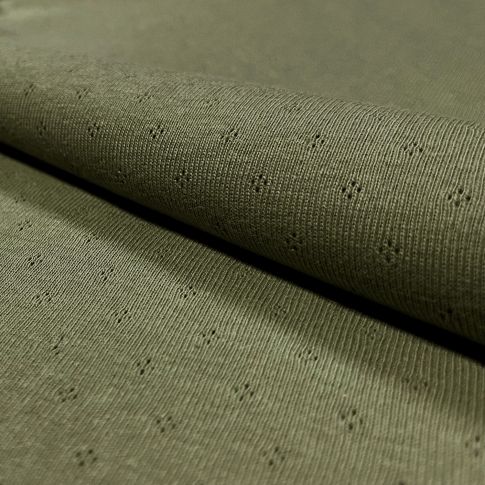 Tissu Jersey Coton ajouré Baby Vert foncé