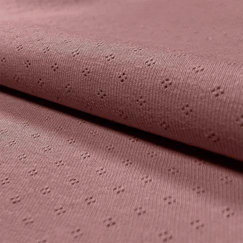 Coupon Tissu Jersey Coton ajouré uni Vieux rose - Coupon de 150 cm