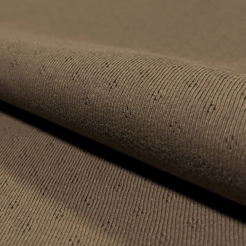 Tissu Jersey Coton ajouré Baby Taupe