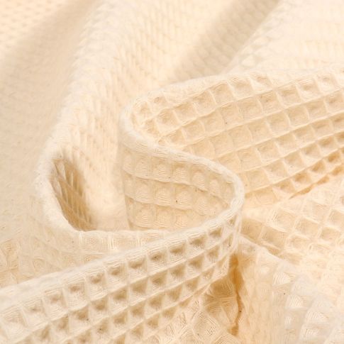 Tissu Nid d'abeille Bio uni Naturel