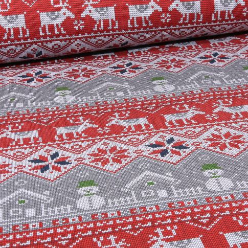 Tissu Sweat léger Motifs pull de Noël sur fond Rouge