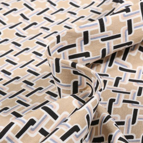 Tissu Bengaline Chains sur fond Beige