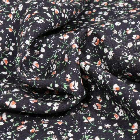 Tissu Viscose Mili sur fond Bleu marine