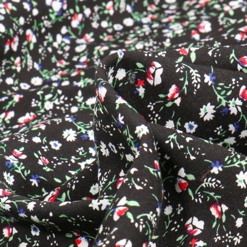 Tissu Viscose Mili sur fond Noir
