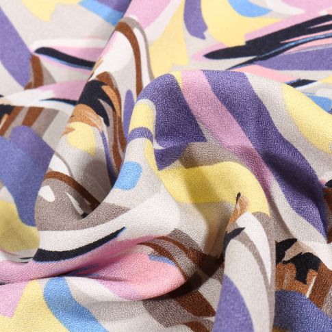 Tissu Crêpe de viscose Divina Lila sur fond Beige sable