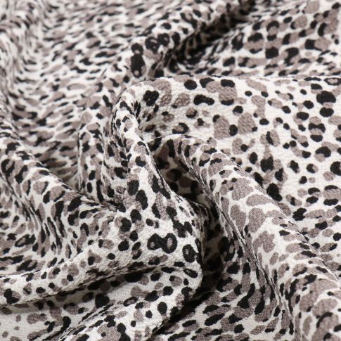 Tissu Crêpe Steffy Panthère sur fond Gris