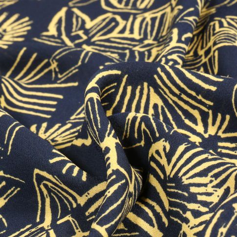 Tissu Crêpe Georgette Makao sur fond Bleu marine