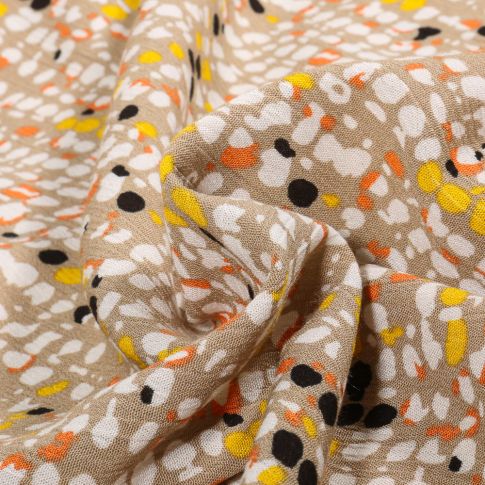 Tissu Crépon de viscose Sylia sur fond Grège