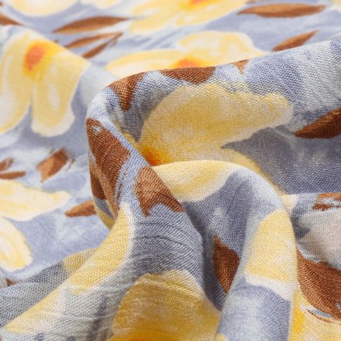 Tissu Crépon viscose Agata sur fond Bleu gris