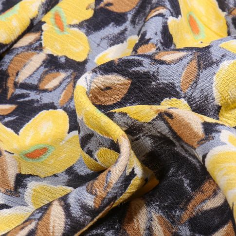 Tissu Crépon viscose Agata sur fond Bleu marine