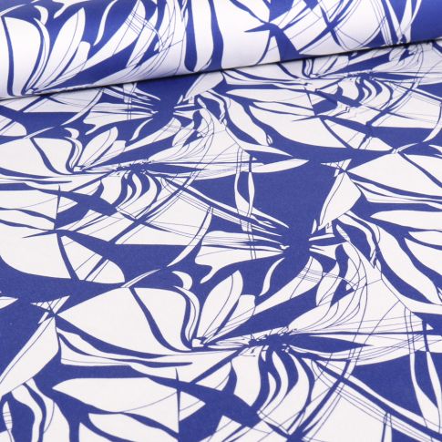 Tissu Coton Satiné extensible Soraya sur fond Bleu roi