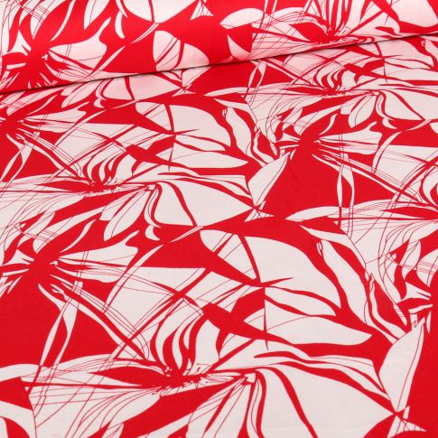 Tissu Coton Satiné extensible Soraya sur fond Rouge