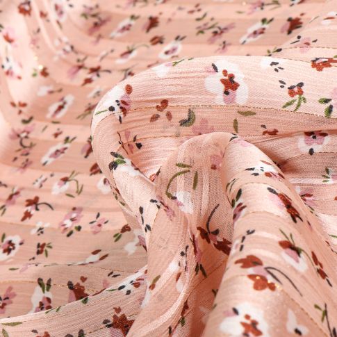 Tissu Mousseline satiné Zuri sur fond Rose pastel