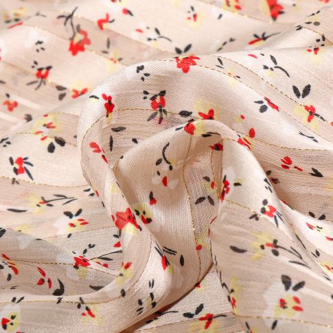 Tissu Mousseline satiné Zuri sur fond Beige