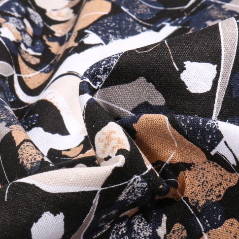 Tissu Viscose Lin Vèra sur fond Noir