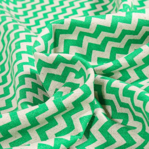 Tissu Viscose Lin Chevrons vert sur fond Naturel