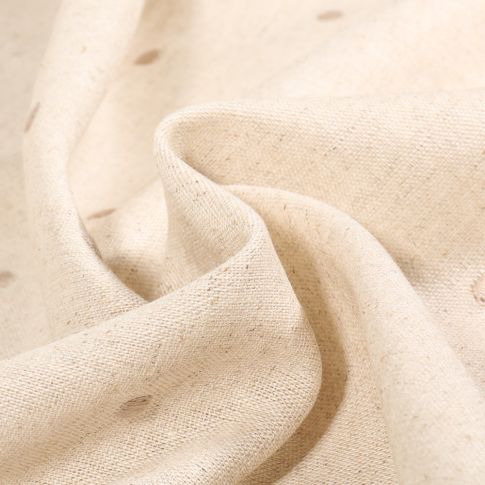 Tissu Lin Viscose Pois brodés beige sur fond Naturel