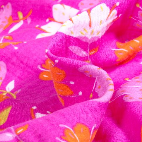 Tissu Double gaze Andréanne sur fond Rose fuchsia