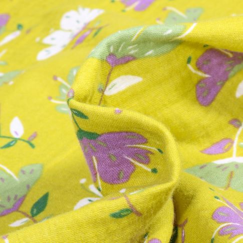 Tissu Double gaze Andréanne sur fond Vert anis