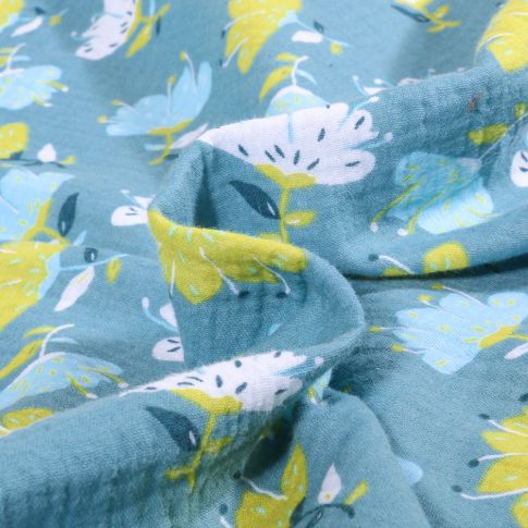 Tissu Double gaze Andréanne sur fond Bleu cobalt