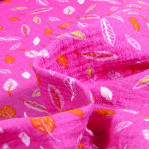 Tissu Double gaze Maelly sur fond Rose fuchsia