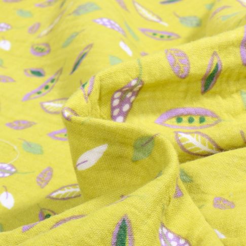 Tissu Double gaze Maelly sur fond Vert anis
