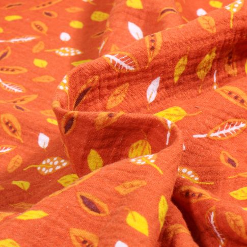 Tissu Double gaze Maelly sur fond Orange
