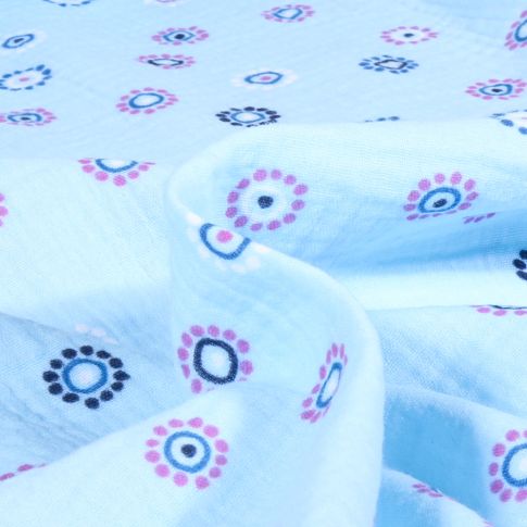 Tissu Double gaze Marissa sur fond Bleu ciel