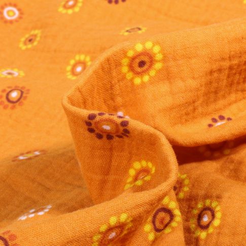 Tissu Double gaze Marissa sur fond Jaune moutarde