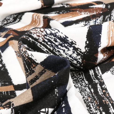 Tissu Jersey Viscose  Averi sur fond Blanc cassé