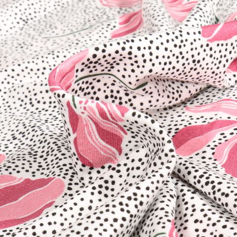 Tissu Jersey Viscose  Bianka sur fond Blanc cassé