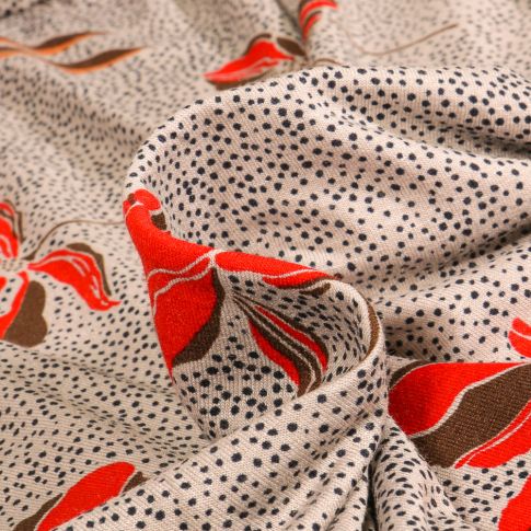 Tissu Jersey Viscose  Bianka sur fond Beige