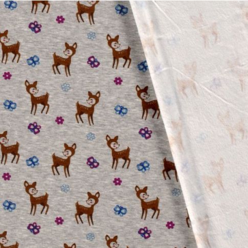 Tissu Sweat envers minky Dani sur fond Gris
