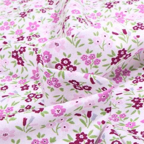 Tissu Coton imprimé Sorell violet sur fond Blanc