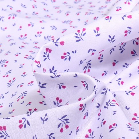 Tissu Coton imprimé Mallory sur fond Gris clair