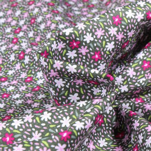 Tissu Coton imprimé LittleBird Annali sur fond Vert kaki