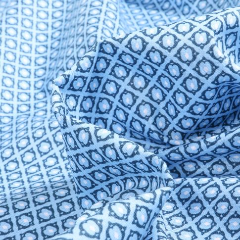 Tissu Coton imprimé Mille fleurs sur fond Bleu ciel