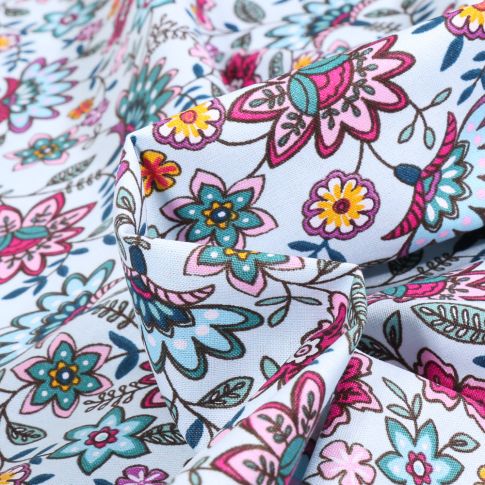 Tissu Coton imprimé Amaël sur fond Vert menthe clair