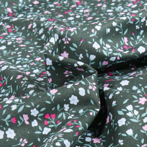 Tissu Coton imprimé Naya sur fond Vert d'eau