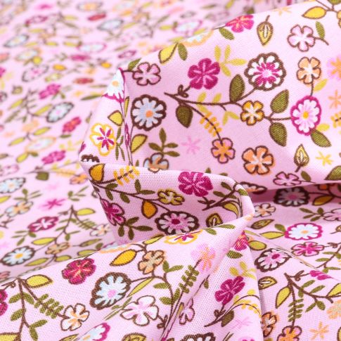 Tissu Coton imprimé LittleBird Stella sur fond Rose