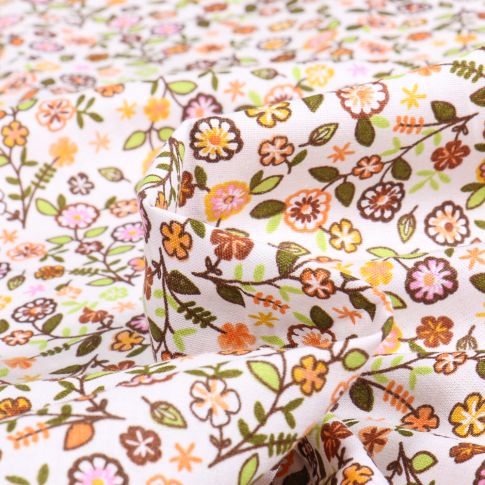 Tissu Coton imprimé LittleBird Stella sur fond Blanc cassé