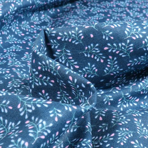 Tissu Coton imprimé Annily sur fond Bleu