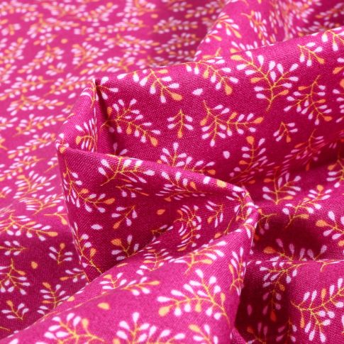 Tissu Coton imprimé Annily sur fond Rose
