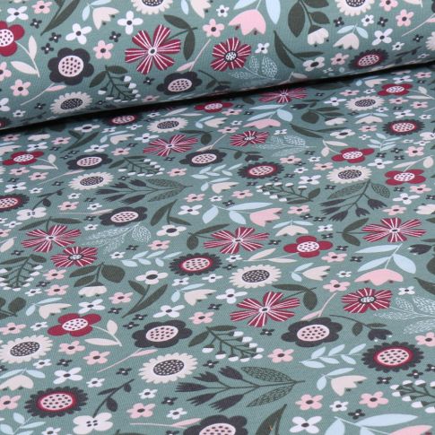 Tissu Jersey Coton Lima sur fond Vert d'eau