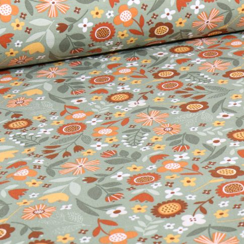 Tissu Jersey Coton Lima sur fond Vert amande
